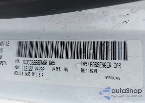 2013 Chrysler 200 Touring z USA, uszkodzony, nr VIN 1C3CCBBB8DN601605